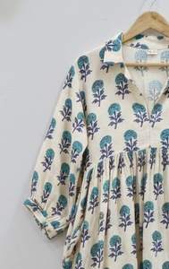 Vestido Midi Tipo Túnica Informal, Estampado Floral, 100% Algodón, Transpirable, Estilo Boho |   Ropa Sostenible para Mujer - Product Image 3