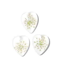 White Laceflower Real Specimen Plastic Cabochon Heart 17x21 mm Clear Flat Bottom <b>for</b> Crafts and Jewelry Making - Product Image 3