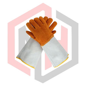 Gants de soudage en cuir fendu avec manchette de sécurité de 14 pouces, anti-vibration, conception de manchette extra longue, résistants aux coupures/perforations, gants de pompier - Product Image 1