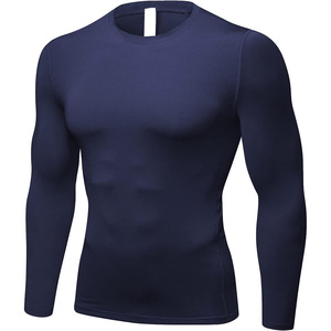 Chemise de compression à manches longues pour homme, logo personnalisé, tissu extensible, vêtements de sport pour la remise en forme et l'entraînement quotidien - Product Image 1
