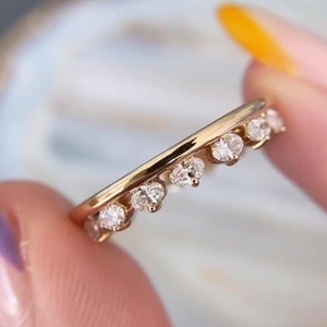 Women's 18K Solid Gold Eternity Band <b>Ring</b> With Oval Cut Diamonds Pave Setting East West Style Wedding Jewelry - Product Image 4