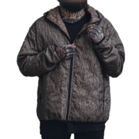 Veste coupe-vent à capuche réversible pour homme, personnalisée, de qualité supérieure, pour l'hiver, motif camouflage numérique goutte de pluie, 100% nylon, séchage rapide