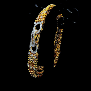 Multi Strand Gold <b>Bead</b> Lab Diamond Interlocking Link <b>Bracelet</b> 925 Sterling Silver 10K 14K 18K Solid Gold Womens Jewelry Supplier - Product Image 5