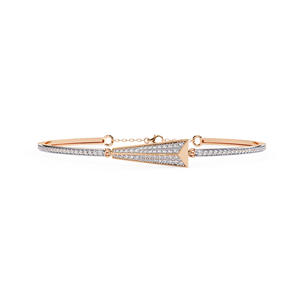 Bracelet à maillons en or massif 14 carats rose doré avec diamant taille émeraude serti griffe flèche, de luxe, unisexe, pour anniversaire et usage quotidien - Product Image 1