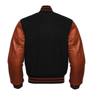 Blouson Bomber Varsity Homme Noir et Marron – Produit Professionnel Portable Respirant – Nouvelle Arrivée – Blouson Letterman Varsity Homme - Product Image 2