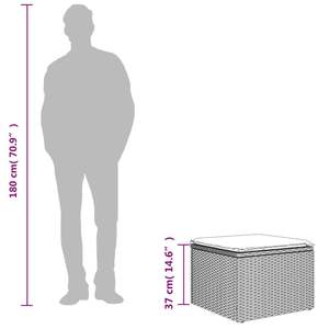 Tabouret de jardin en rotin PE noir avec structure en acier thermolaqué et mousse de polyester, chaises élégantes pour l'extérieur - Product Image 6