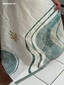 Beautiful Tussar Linen with Hand-Position Katha work, Position-Print & Hand-Mirror work <b>Saree</b>-Digital Print <b>Blouse</b> Woman Fashion - Product Image 2