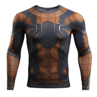T-shirt de compression premium pour homme, inspiré des super-héros, haut de performance athlétique à manches longues, t-shirt de compression pour la gym et l'entraînement