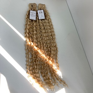 Vente en gros 100% vierge cuticule alignée ondulée profonde #613 Blonde surlignée vietnamienne Extensions de cheveux humains Machine Double trame - Product Image 5