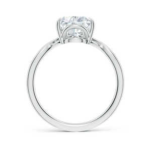 Anillo de compromiso con diamante cultivado en laboratorio de 2.65 quilates, corte pera, pavé Bardot Scallop, con dos diamantes en oro blanco de 14K - Product Image 1