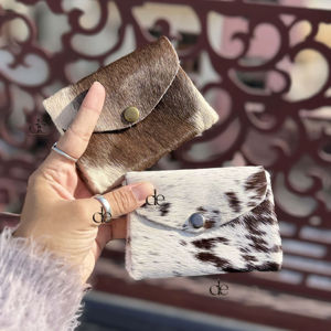 Offre Spéciale cheveux sur la peau cuir porte-monnaie concepteur portefeuille porte-cartes en cuir de vachette véritable Mini pochette mode cadeau sacs à main - Product Image 1