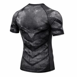 T-shirt de sport à manches courtes pour homme, noir et gris, imprimé par sublimation, à séchage rapide, en polyester, haut de fitness pour adulte - Product Image 6