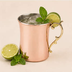 Mug à Moscow Mule en cuivre pur fait main avec poignée en laiton antique, mug à cocktail vintage de luxe pour bar à domicile, cadeaux de mariage - Product Image 2