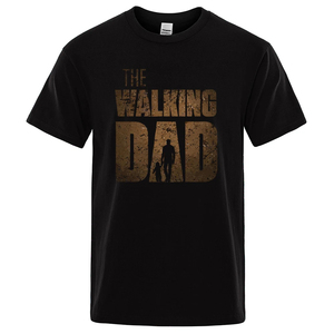 T-shirt décontracté blanc à manches courtes et col rond pour homme The Walking Dad, imprimé lettres sur le devant, en jersey 100 % coton doux et tricoté - Product Image 2