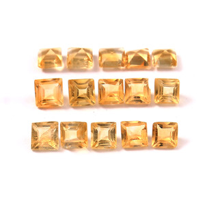 Citrino natural tallado en princesa, gema cuadrada facetada +AAA+ tamaño 3x3mm, piedra suelta al por mayor para joyería - Product Image 1