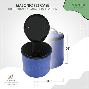 Étui de luxe pour fez maçonnique en similicuir souple avec fermeture éclair, sac de transport écologique, boîte de rangement et de présentation, bleu franc-maçon - Product Image 4