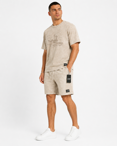 Breathable Quick Dry Summerset Low MOQ Best Fashion Men Acid Wash Sumer <b>set</b> Casual Wear High Waist Solid Color 100% Cotton - Product Image 3