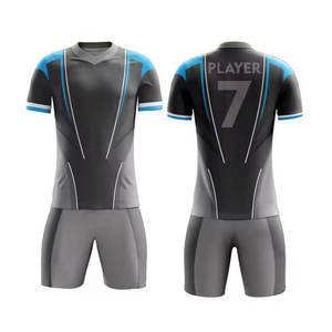 Conjunto de Pádel Sublimado para Hombre, Cuello en V, Manga Corta, Absorbe la Humedad, Ajuste Atlético, Gris Azul, Números de Equipo 7 - Product Image 1