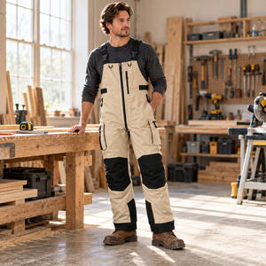 Mens Industrial Workwear Bib Overalls Reinforced <b>Knees</b> Cargo Storage Pockets Front Zip Adjustable <b>Straps</b> Mechanic Work Dungarees - Product Image 6