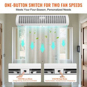 Ventilatore a barriera d'aria commerciale da 48 pollici, super potente, 2 velocità, 1650 CFM, montaggio a parete, per interni - Product Image 4