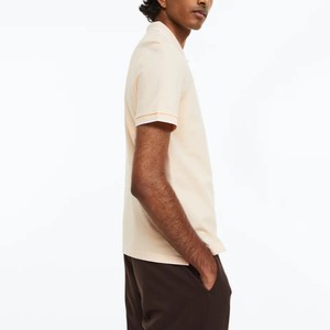Chemise pour homme à manches courtes, couleur unie, en nylon piqué, coupe classique, style décontracté, poche avant, beige, boutons, tricotée - Product Image 3