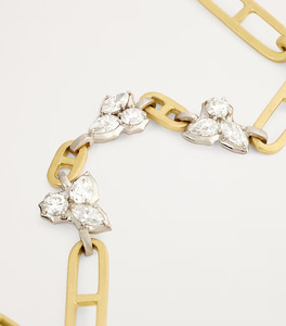 Yellow Gold Diamond <b>Flower</b> <b>Bracelet</b>, Poppy Inspired Floral Diamond Chain <b>Bracelet</b>, 18K Gold Platinum Station <b>Bracelet</b> for Women - Product Image 3