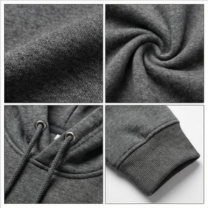 Sweat-shirt à capuche gris pour homme, coupe classique, couleur unie, poche avant, décontracté, en coton tricoté, pour l'automne - Product Image 4