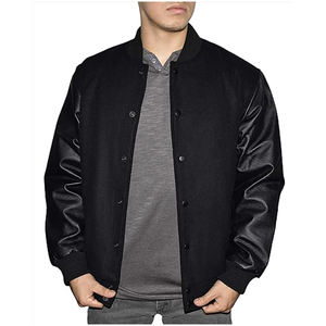 Vestes de baseball noires en tissu de laine à col montant, confortables, durables et élégantes pour hommes adultes - Product Image 2