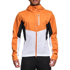 Chaqueta Softshell con Capucha para Hombre, Naranja, Blanca y Negra, de Poliéster, Cortavientos, para Deportes al Aire Libre, con Cierre Completo - Product Image 1