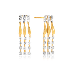 Yellow Gold Princess Cut <b>Diamond</b> <b>Earrings</b> Luxury <b>Dangle</b> Jewelry for Women Wedding Fine Jewelry - Product Image 2