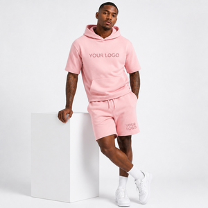 Custom Plain Summer <b>Set</b> Men Short Sleeve Pullover Hoodie and Shorts Sweat Suit <b>Set</b> Breathable Hoodie Two Piece Shorts <b>Set</b> Men - Product Image 2