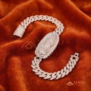 สร้อยข้อมือโซ่เส้นเล็กประดับมอสซาไนต์สีโรสโกลด์ แฟชั่นฮิปฮอปจากลอสแอนเจลิส ของขวัญสำหรับวันครบรอบแต่งงาน งานแต่งงาน หรือใส่ได้ทุกวันอย่างสง่างาม - Product Image 4