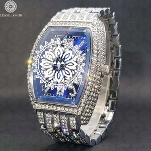 Charm Jewells Luxury Gold Tonneau <b>Watch</b> 38mm Analog Sapphire Crystal <b>Diamond</b> Encrusted Unisex Folding Clasp - Product Image 5