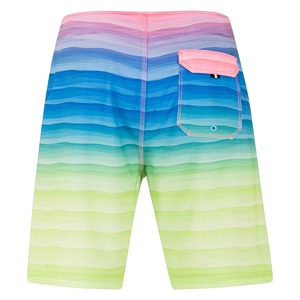 Shorts de bain décontractés pour hommes à séchage rapide avec cordon de serrage et poche, motif dégradé à rayures, parfaits pour la sublimation - Product Image 3