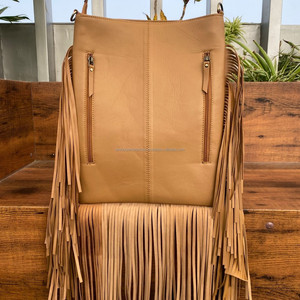 Sac à bandoulière à grandes franges en cuir repoussé à la main en gros direct d'usine sac à bandoulière en cuir de vache à motif de treillis de diamant pour femmes - Product Image 5