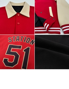 Personalizado Negro Blanco-Naranja Bomber Full-Snap Varsity Letterman Dos Tonos Solapa Cuello Byron Chaqueta - Product Image 6