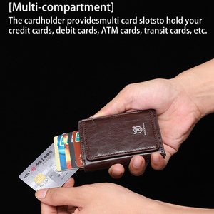 BULLCAPTAIN Tarjetero de Cuero Genuino para Hombre con Bloqueo RFID, Estuche Metálico Automático para Tarjetas de Crédito, Cartera con Logotipo Personalizado - Product Image 4