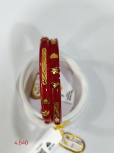 Bracelets en or massif 22 carats, couleur rouge Pola, pour femmes, bijoux de mariage traditionnels bengalis, LISA JEWELLERS TKP22-2 5 GM - Product Image 4