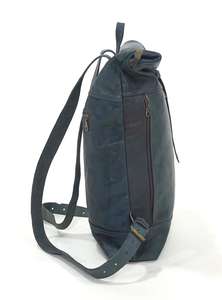 Minimalist Leather Roll Top <b>Backpack</b> Genuine Cowhide Laptop Bag Mens Travel Rucksack for Daily Commuting LTBP-0072 - Product Image 5