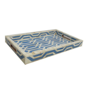 Bandeja Decorativa Rectangular con Incrustaciones de Hueso de Camello, Patrón Geométrico Hexagonal, Color Morado, para Decoración de Otomanas y Mesas de Centro, Venta al Por Mayor - Product Image 4