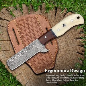 Couteaux de cowboy de qualité industrielle OEM à prix abordable avec étui en cuir - Couteau de boucher Damas fait main de 8 pouces - Lame fixe EDC - Product Image 5