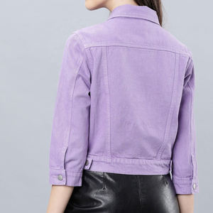 Veste en jean pour femme, dernière collection OEM ODM, manches longues, tissu en coton respirant, imprimé, boutonnée. - Product Image 5