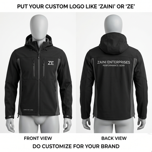 เสื้อแจ็คเก็ตซอฟต์เชลล์โพลีเอสเตอร์บอนด์ 220 GSM พรีเมียมสำหรับผู้ชาย ยี่ห้อ ZAINI สีเทอร์ควอยซ์ มีฮู้ด กันลม ระบายอากาศได้ดี เป็นมิตรกับสิ่งแวดล้อม เหมาะสำหรับกิจกรรมกลางแจ้งในฤดูใบไม้ร่วง - Product Image 1