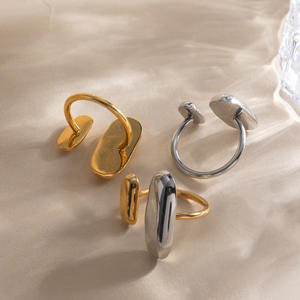 แหวนสแตนเลสสตีลชุบทอง 18K PVD กันน้ำ ปรับขนาดได้ หรูหรา - Product Image 3