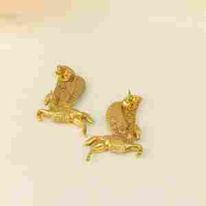 Beautiful Anokhi Pegasus <b>Earrings</b> 925 Sterling Silver Gold Plated Antique Look <b>Stud</b> <b>Earrings</b> - Product Image 3