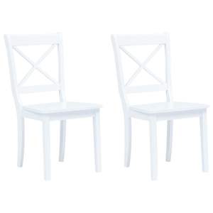 Ensemble de 2 chaises de salle à manger en bois de caoutchouc massif blanc, design standard et durable - Product Image 1