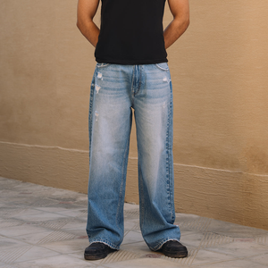 Jeans de Mezclilla Holgados y Rectos Personalizados con Bordado Estilo Hip Hop - Product Image 3