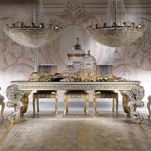 European Royal Luxury Modern <b>Foldable</b> <b>Dining</b> <b>Table</b> Set 6 Piece Wood Solid Back <b>Chairs</b> for Apartment Home Furniture - Product Image 5