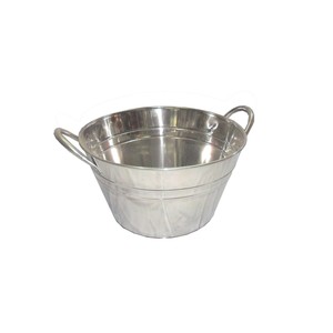 Hammered Galvanized Iron Round Beverage Tub Ice Bucket Party <b>Drink</b> <b>Cooler</b> with Handles Modern Outdoor Hospitality Barware - Product Image 2
