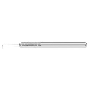 Explorer dentaire de qualité supérieure, à pointe courte à angle droit, avec poignée moletée argentée, instrument manuel de classe I, certifié CE - Product Image 3